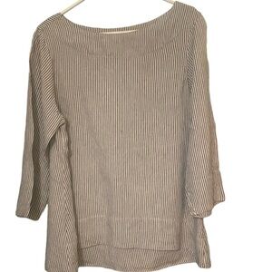 South Street Linen SOST Portland Maine Striped Tunic Popover Blue White Size L